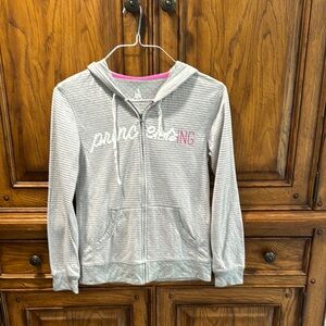 Disney Princess Gray and pink Striped Hoodie details on both sides! So soft!